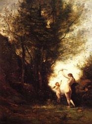 camille corot A Nymph Playing with Cupid(Salon of 1857) oil painting image